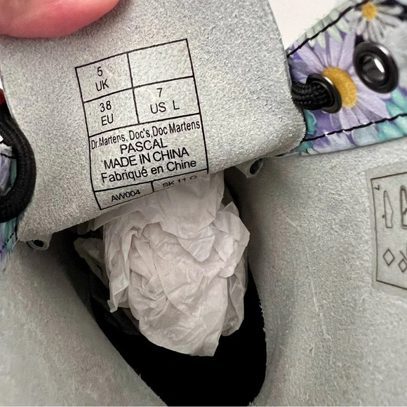 DR. MARTENS | Pascal Paint Slick Backhand Purple White Floral Drip Boots US 7 - Picture 12 of 13